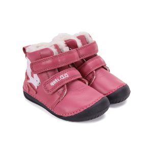 D.d.step usnjeni zimski škornji dark pink veverička 20-25
